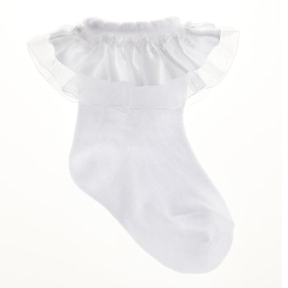 Girls White Frill Sock