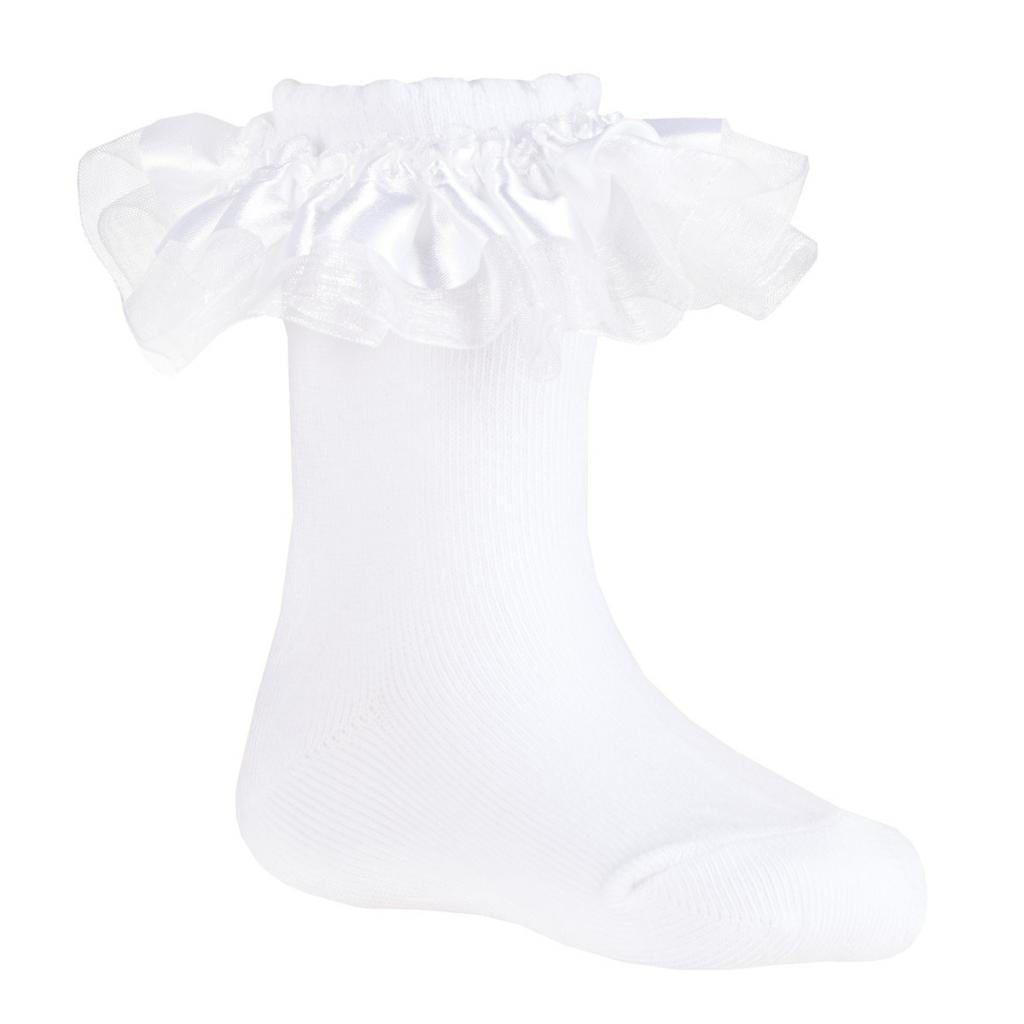 Girls White Frill Sock