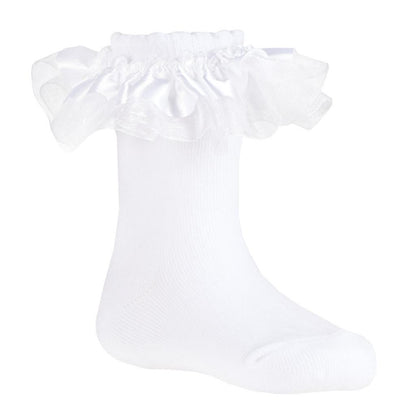 Girls White Frill Sock