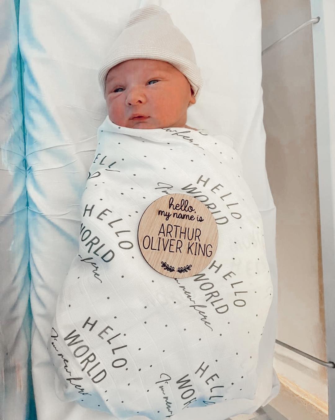 Hello World Muslin Swaddle Blanket