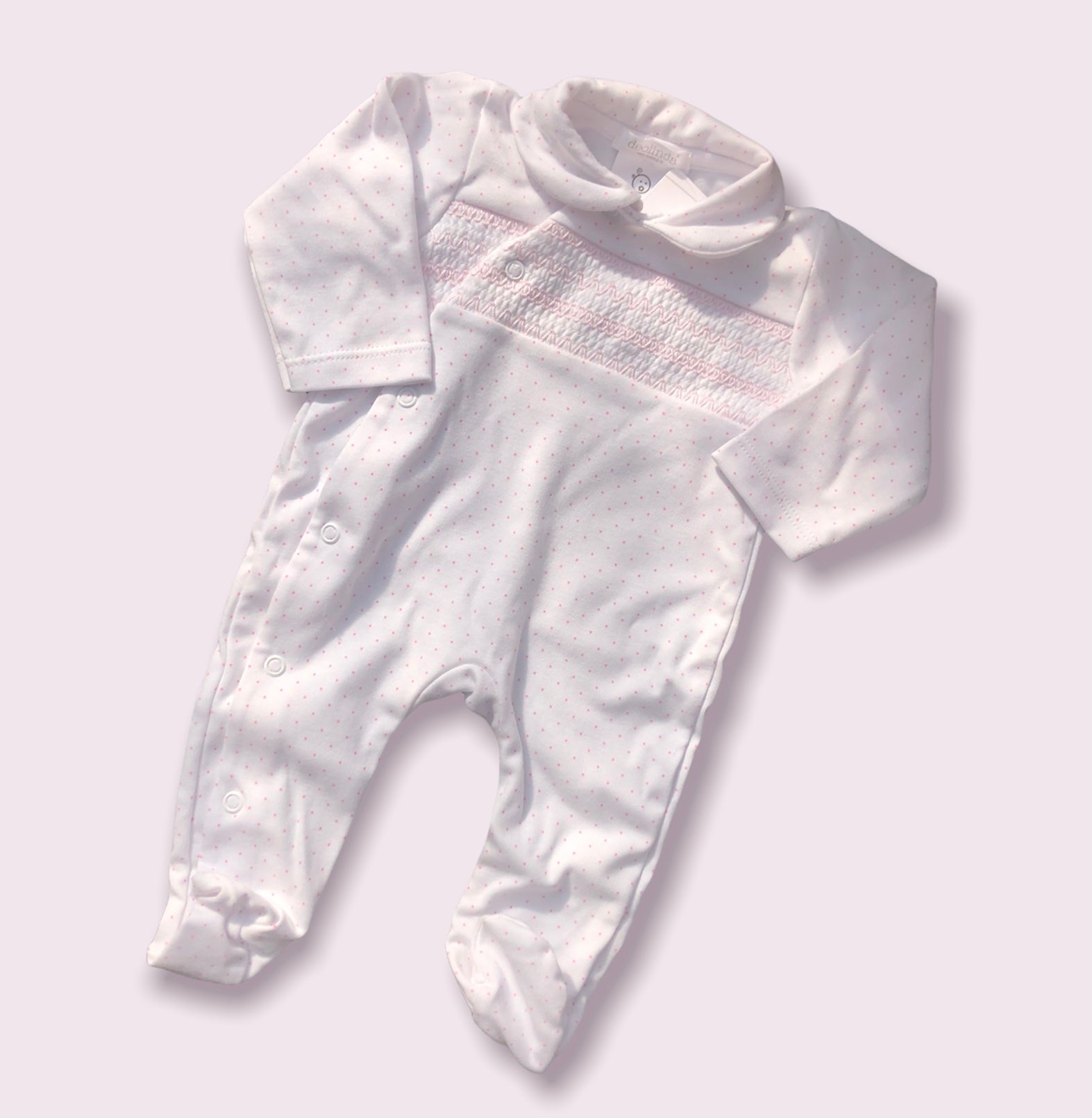 Pink Smocked Cotton Babygrow - DB121318