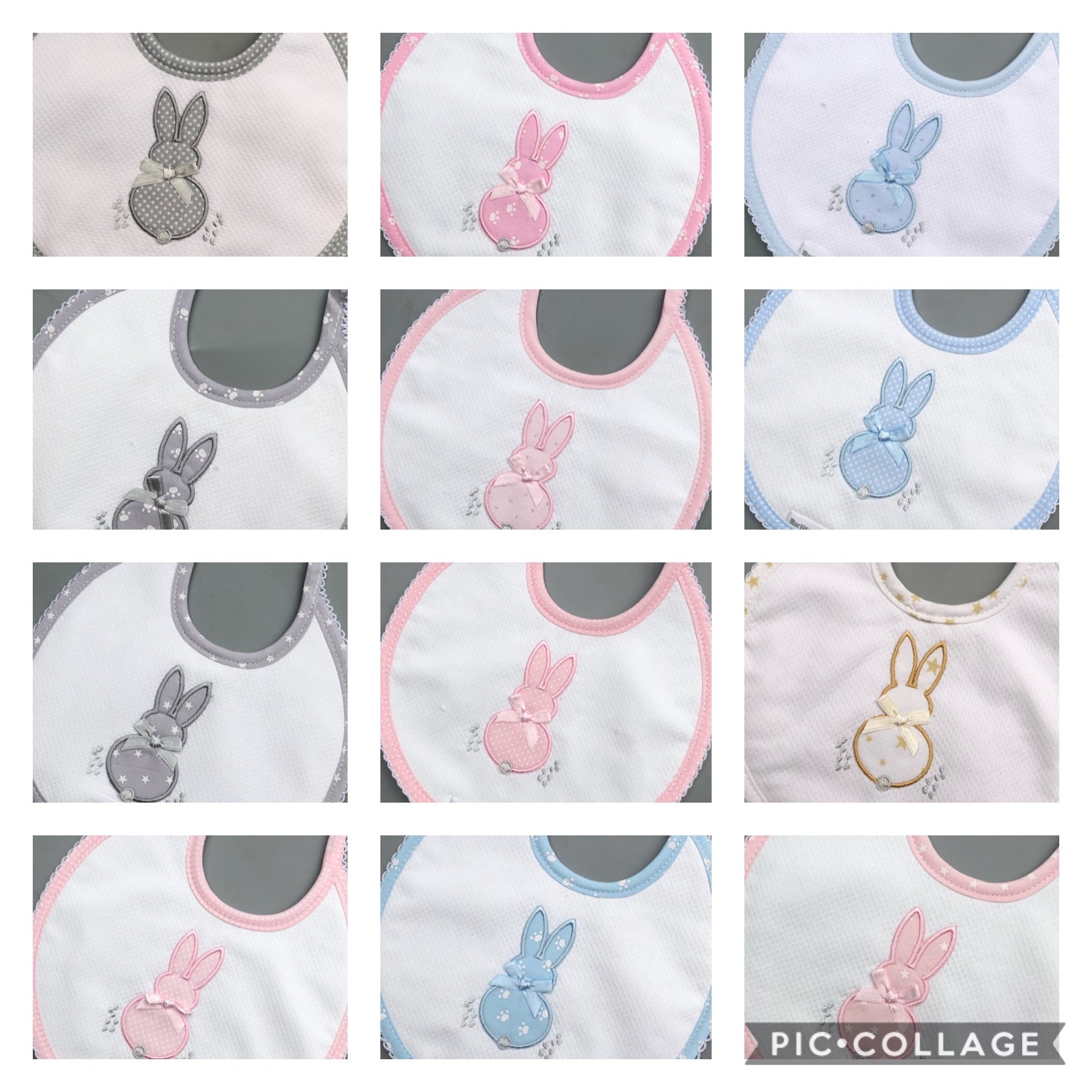 Bunny embroidered bibs -choose your colour BAB5