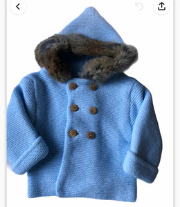Sardon - knitted jacket winter knit coat fur hood 021VE-350