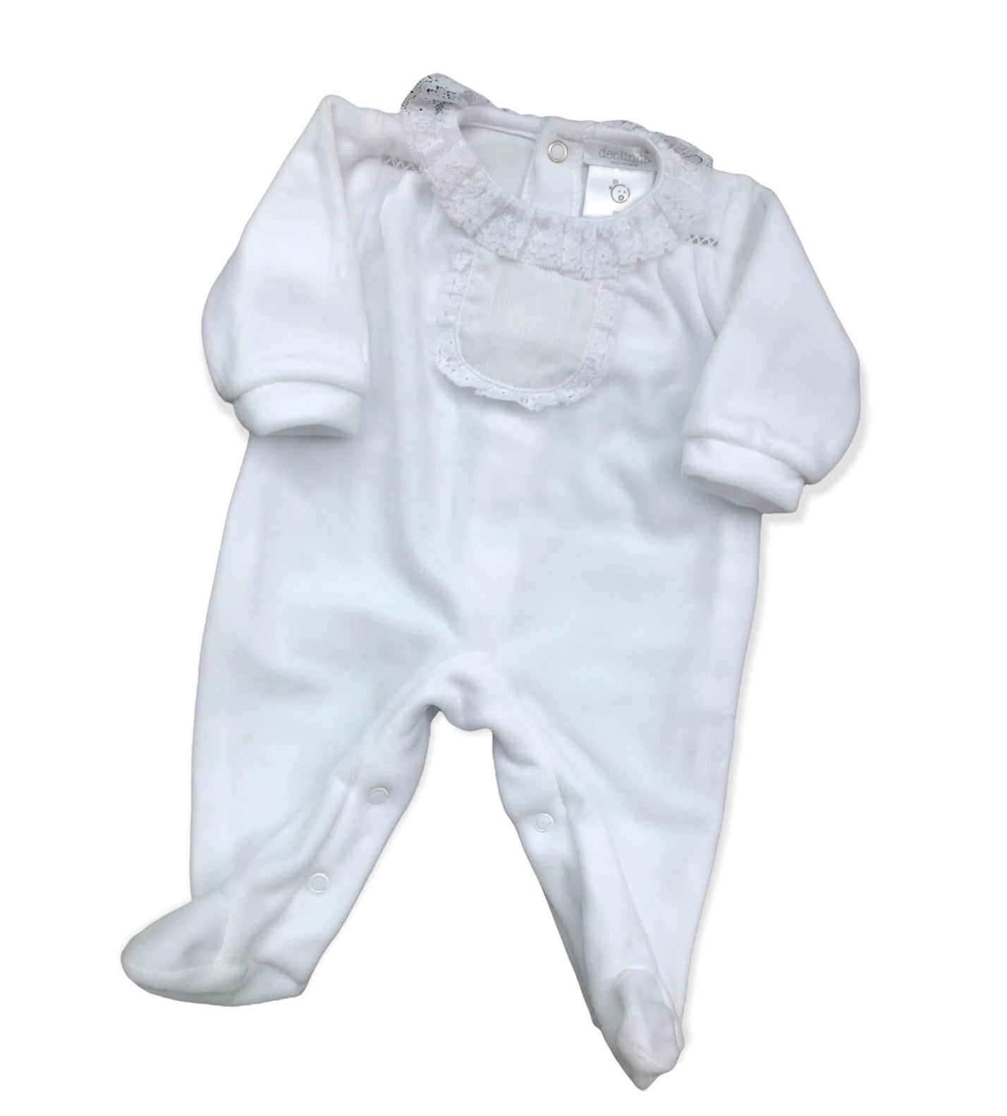 Stunning Neutral White Babygrow with Lace - DB121338