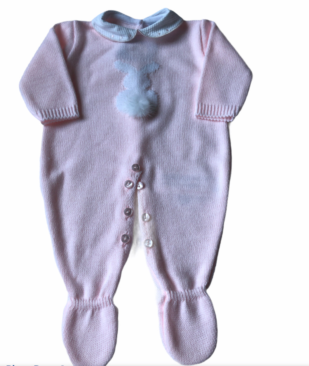 Pink Babygrow with Bunny Detail - 021VE-376
