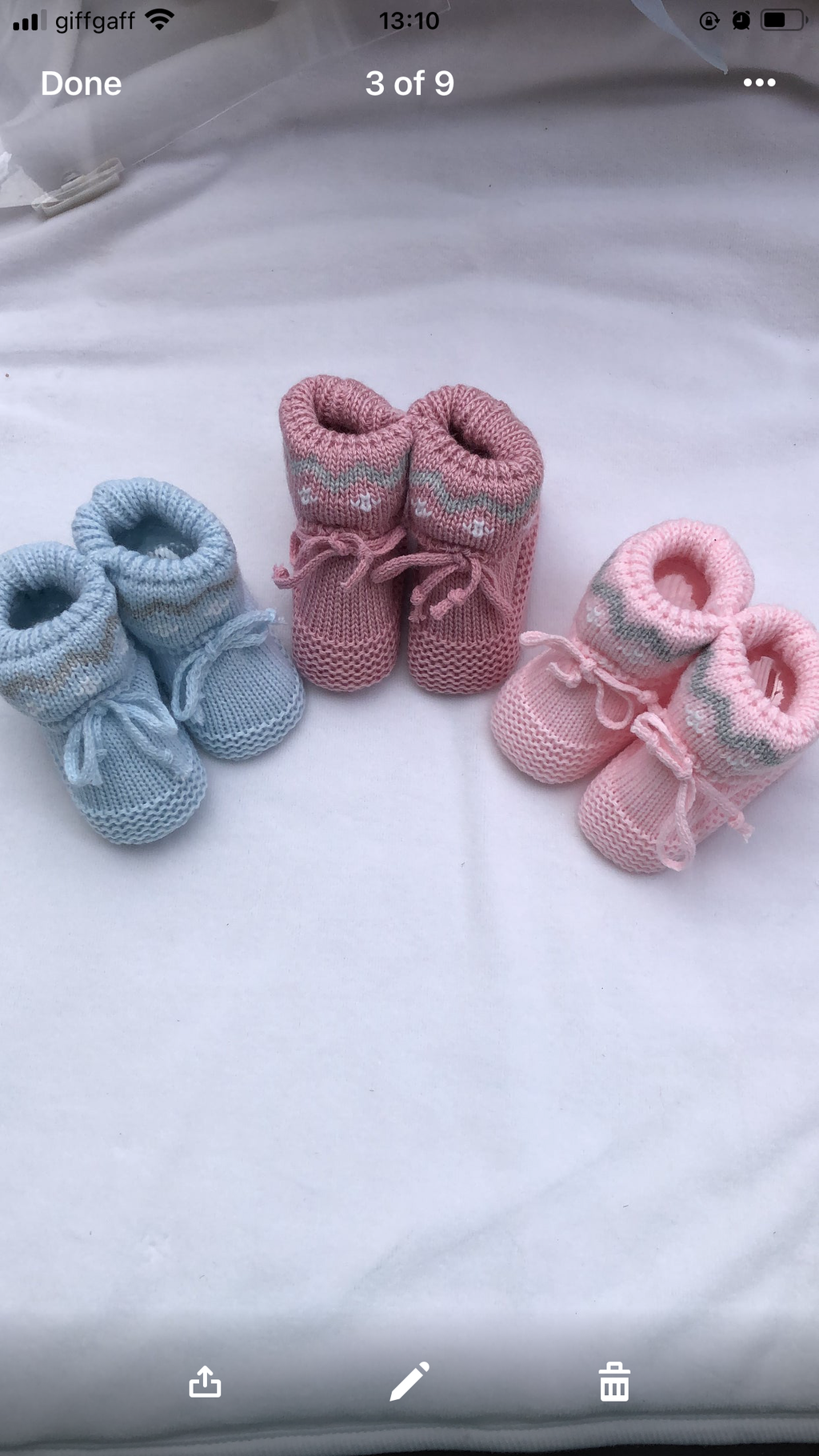 Baby knitted booties - 0-6m 2 colour options