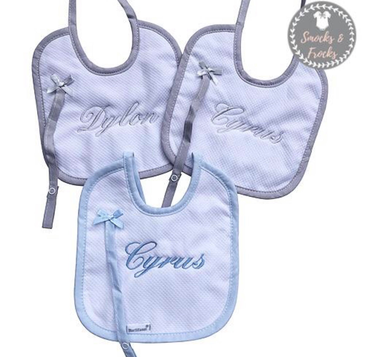 BAB12- Personalised bib with tag for dummy’s