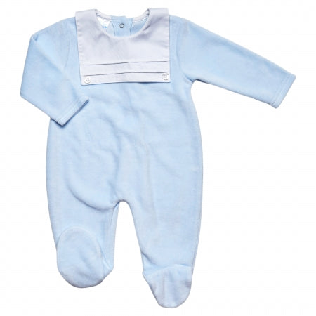 Blue Velour Babygrow - JTC9356