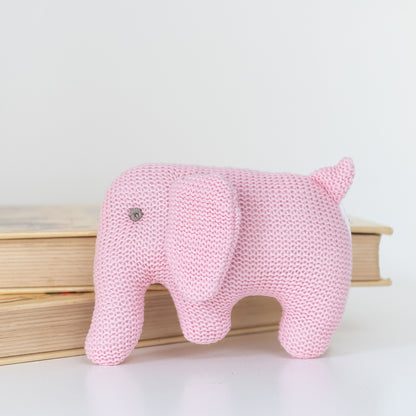 Knitted Organic Cotton Elephant Baby Rattle